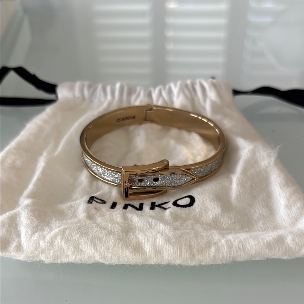 Pinko Bangle Gold and Silver Belt Motif Women's